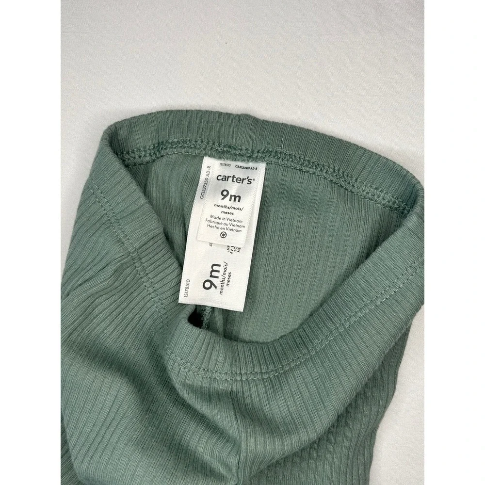 Carter's Baby Girl Pants 9 Months Green Ribbed Leggings Toddler‎ Kid Outfit